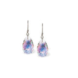 Austrian Crystal Tear Drop Earrings in Reflective Aurora Borealis with Sterling Silver Earwires
