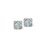 Austrian Crystal Kaleidoscope Square Stud Earrings in Serene Grey DeLite, Sterling Silver Earwires