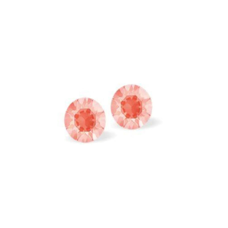 Austrian Crystal Diamond-shape Stud Earrings in Orange Ignite with Sterling Silver Earwires.