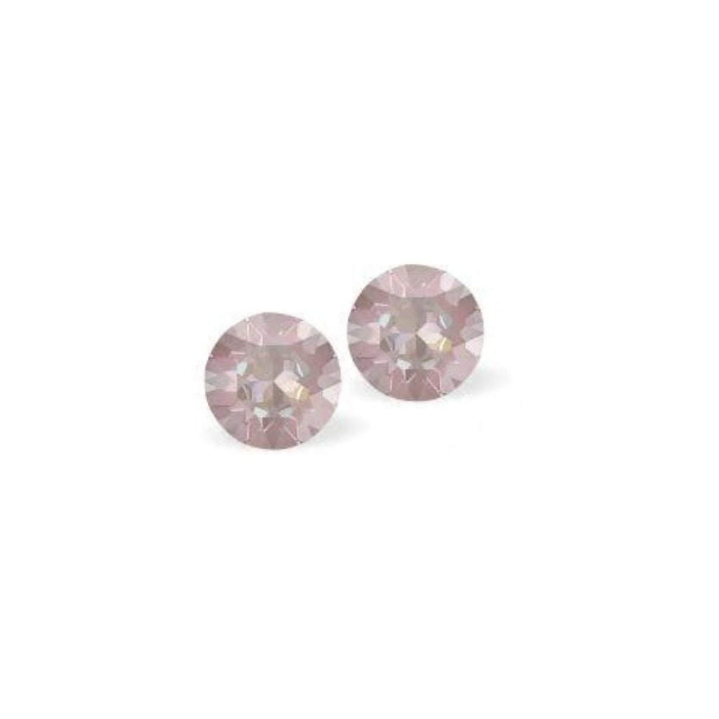Austrian Crystal Diamond-shape Stud Earrings in Dusty Pink Delite with Sterling Silver Earwires.