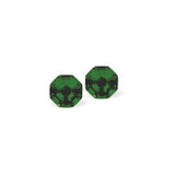 Austrian Crystal Solaris Octagonal Stud Earrings in Dark Moss Green with Sterling Silver Earwires