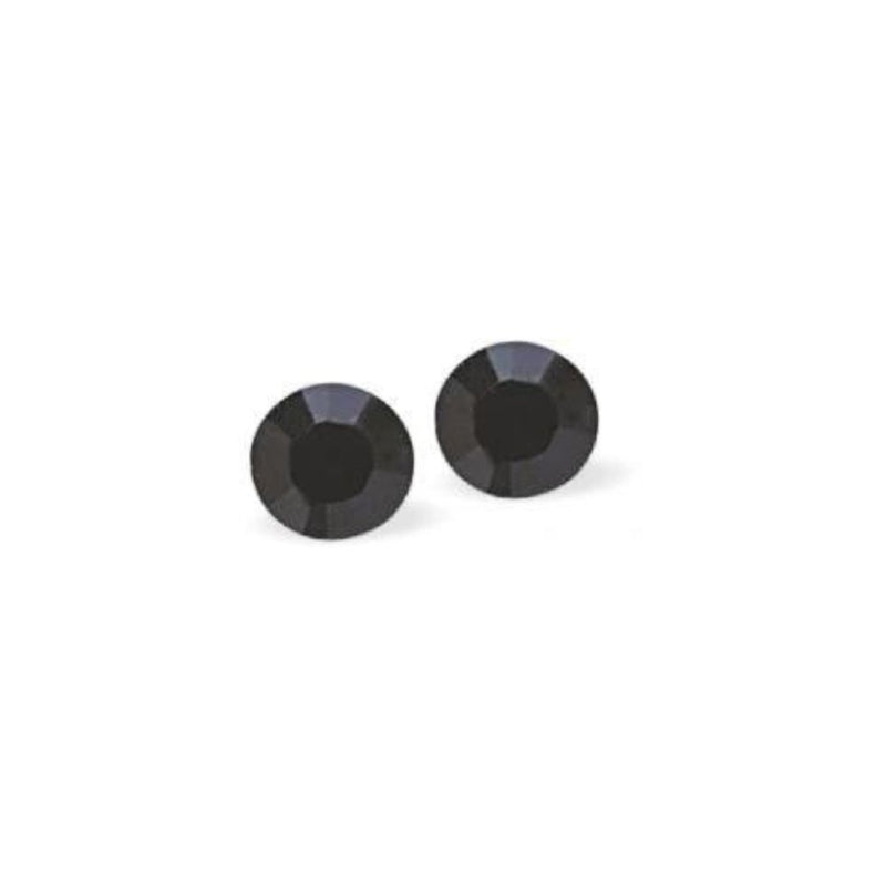 Austrian Crystal Diamond-shape Stud Earrings in Jet Black with Sterling Silver Earwires.