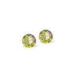 Austrian Crystal Diamond-shape Stud Earrings in Luminous Green with Sterling Silver Earwires.