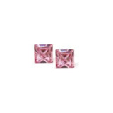 Austrian Crystal Xillion Square Stud Earrings in Rose Pink in Two Sizes with Sterling Silver Earwires