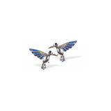 Designer Silver Coloured Hummingbird Stud Earrings, Rhodium plated