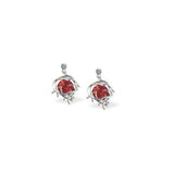 Designer Angelic Ruby Red Earrings Rhodium Plated