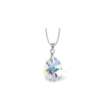 Austrian Crystal Pear Drop Necklace in Aurora Borealis with a choice of Chains