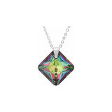 Austrian Crystal Multi Faceted Oblique Square Necklace in Vitrail Medium with a Choice of Chains