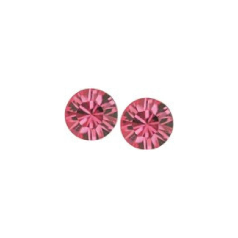 Austrian Crystal Diamond-style Stud Earrings in Rose Pink, in 4 sizes with Serling Silver Earwires