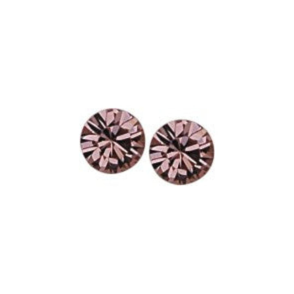 Austrian Crystal Diamond-shape Stud Earrings in Vintage Rose Pink, 4mm, 6mm and 7mm in size with Sterling Silver Earwires