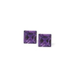 Austrian Crystal Xillion Square Stud Earrings in Tanzanite Purple with Sterling Silver Earwires