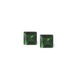 Austrian Crystal Xillion Square Stud Earrings in Dark Moss Green, 6mm in size with Sterling Silver Earwires
