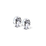 Austrian Crystal Oval Stud Earrings in Clear Crystal with Sterling Silver Earwires