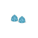 Austrian Crystal Trilliant Triangular Stud Earrings in Aquamarine Blue with Sterling Silver Earwires