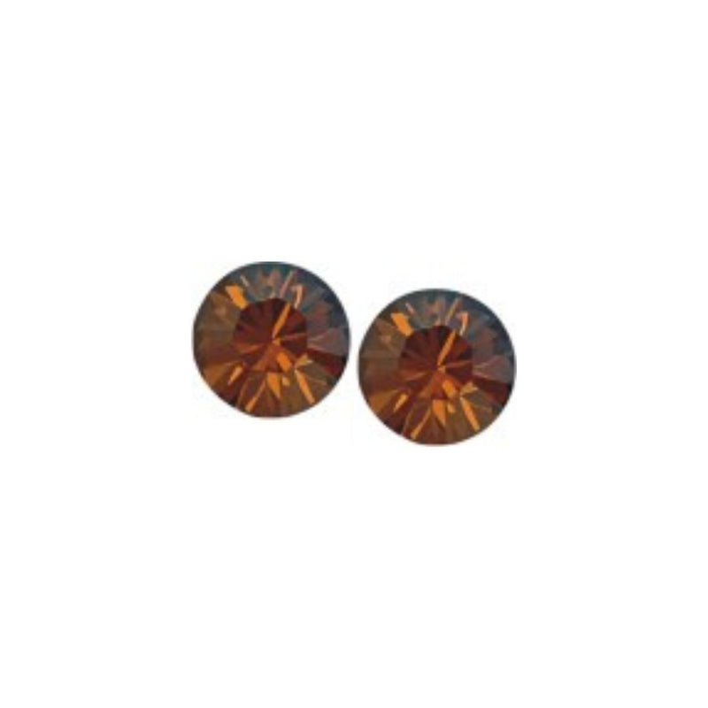 Austrian Crystal Diamond-shape Stud Earrings in Copper Brown with Sterling Silver Earwires