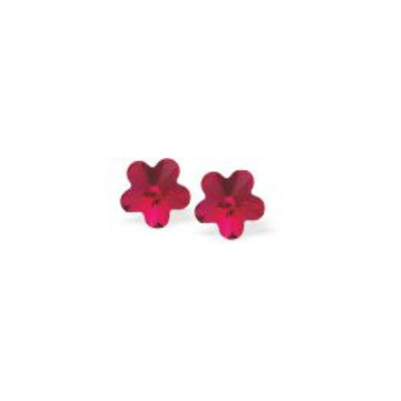 Austrian Crystal Daisy Stud Earrings in Fuchsia Pink, Sterling Silver Earwires