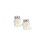 Austrian Crystal Rectangular Quadrille Studs in Aurora Borealis with Sterling Silver Earwires