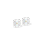 Austrian Crystal Square Imperial Stud Earrings in Delite Light Grey/Moonlight, Sterling Silver Earwires