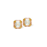 Austrian Crystal Square Imperial Stud Earrings in Delite glittery Ochre Tan, Sterling Silver Earwires