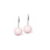Austrian Crystal Pearl Drop Earrings in Rosaline Pink, Rhodium Plated