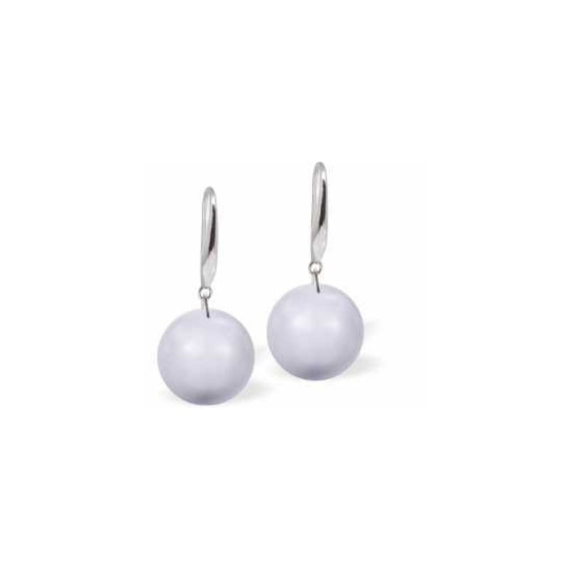 Austrian Crystal Pearl Drop Earrings in Lavender Purple, Rhodium Plated