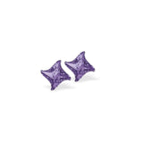 Austrian Crystal Star Twist Stud Earrings in warm Tanzanite Purple, Sterling Silver Earwires