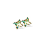 Austrian Crystal Star Twist Stud Earrings in Luminous Green, Sterling Silver Earwires