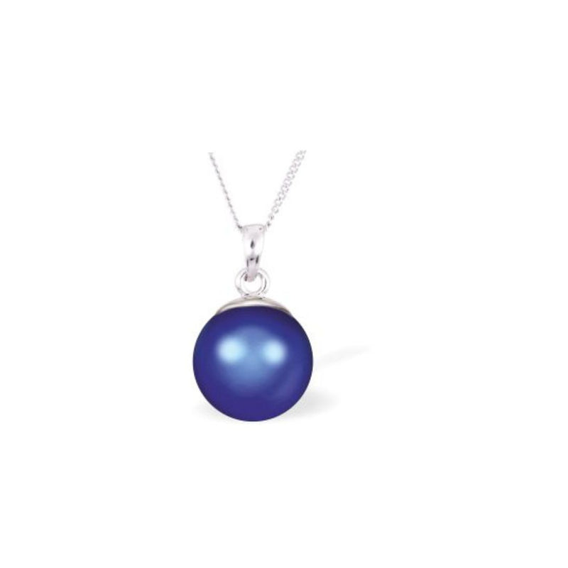 Austrian Crystal Pearl necklace in Iridescent Dark Blue with a choice of Chain