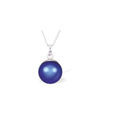 Austrian Crystal Pearl necklace in Iridescent Dark Blue with a choice of Chain