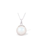 Austrian Crystal Pearl Necklace in Iridescent White with a choice of Chain.