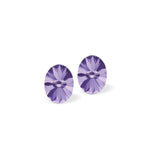 Austrian Crystal Oval Rivoli Stud Earrings in Tanzanite Purple, Sterling Silver Earwires
