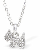 Crystal Encrusted Sparkling Scotty Dog Necklace Rhodium Plated, Hypo allergenic, Nickel Free 15 mm in size
