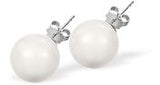 Austrian Crystal Classic Pearl Stud Earrings in Crystal White wtih Sterling Silver Earwires.