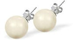Austrian Crystal Pearl Stud Earrings in Warm Crystal Cream by Byzantium with Sterling Silver Earwires