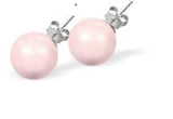 Ausrian Crystal Pearl Stud Earrings in Soft Glowing Rosaline Pink by Byzantium with Sterling Silver Earwires