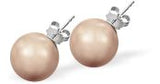 Austrian Crystal Pearl Stud Earrings in Warm Glowing Rose Gold by Byzantium with Sterling Silver Earwires