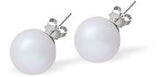 Austrian Crystal Pearl Stud Earrings in Warm Iridescent Dove Grey by Byzantium with Sterling Silver Earwires