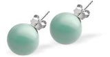 Austrian Crystal Pearl Stud Earrings in Crisp Jade Green by Byzantium with Sterling Silver Earwires