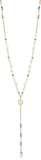 Long Mixed Austrian Crystal Beaded Necklace, 70cm drop with Gold Plated links