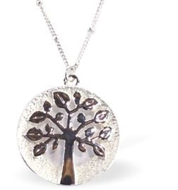 Designer Crystal Tree of Life Necklace by Byzantium Rhodium Plated, Hypoallergenic; Lead, Cadmium and Nickel Free 35mm in size