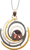 Designer Vortex Pendant by Byzantium Rhodium Plated, Hypoallergenic; Lead, Cadmium and Nickel Free 35 mm in size
