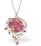 Designer Angelic Floral Necklace in Warm Light Amethyst Rhodium Plated