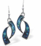 Paua Shell Tusks Drop Earrings, 22mm in size, Rhodium Plated