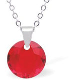 Austrian Crystal Round Necklace in Light Siam Red with a choice of Chains (July Birthstone)